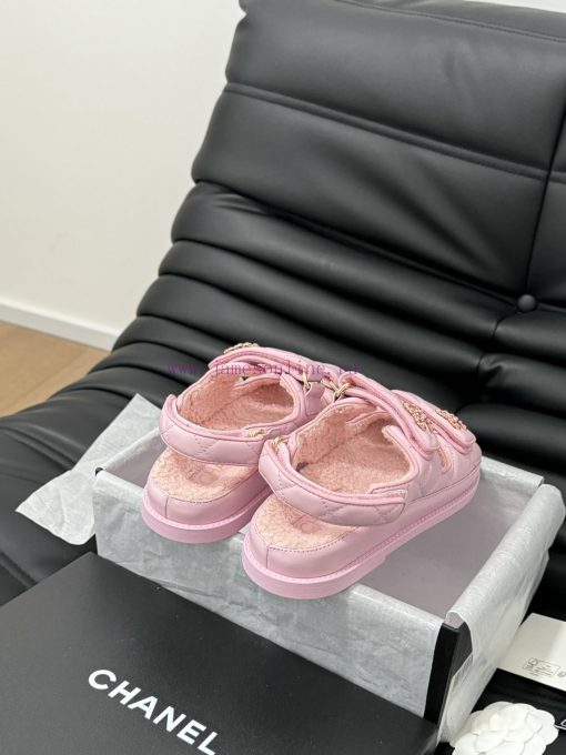 Chanel 24 new wool Velcro sandal series with foam outsoleAutumn and Winter Wool SeriesAll wo2mgphyag - Image 4