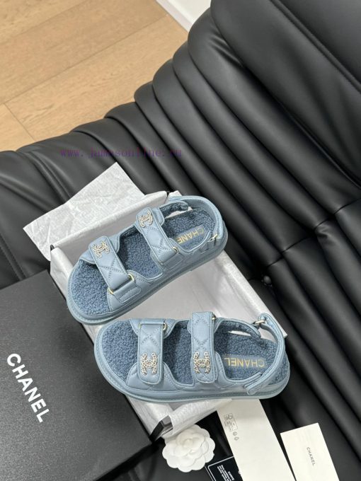 Chanel 24 new wool Velcro sandal series with foam outsoleAutumn and Winter Wool SeriesAll wo8w2i5rl0 - Image 7