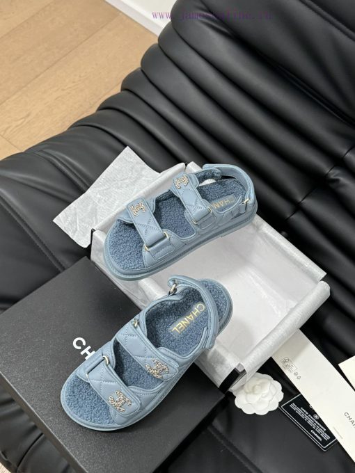 Chanel 24 new wool Velcro sandal series with foam outsoleAutumn and Winter Wool SeriesAll wo8w2i5rl0 - Image 9