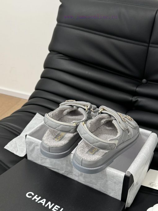 Chanel 24 new wool Velcro sandal series with foam outsoleAutumn and Winter Wool SeriesAll wo55hasrdb - Image 4