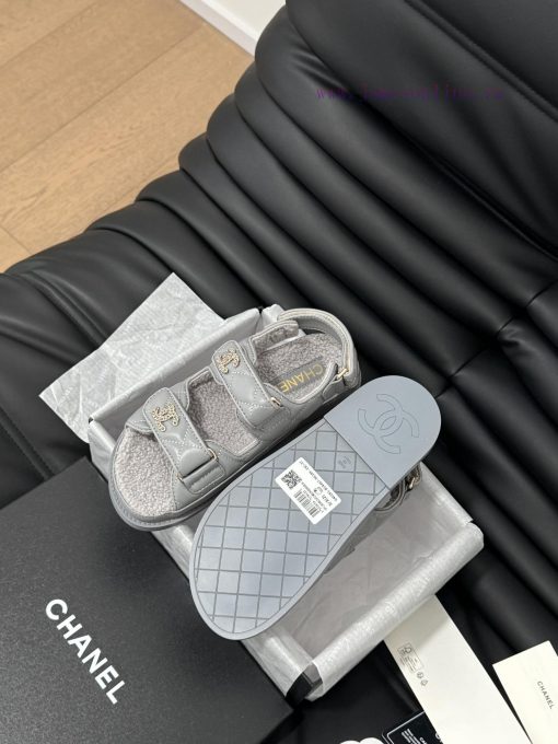 Chanel 24 new wool Velcro sandal series with foam outsoleAutumn and Winter Wool SeriesAll wo55hasrdb - Image 6
