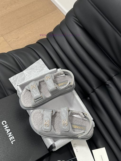 Chanel 24 new wool Velcro sandal series with foam outsoleAutumn and Winter Wool SeriesAll wo55hasrdb - Image 7