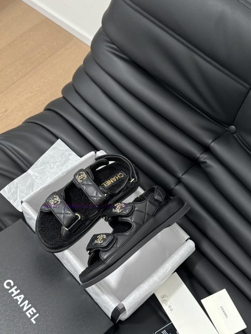 Chanel 24 new wool Velcro sandal series with foam outsoleAutumn and Winter Wool SeriesAll woym1rbv0w - Image 5
