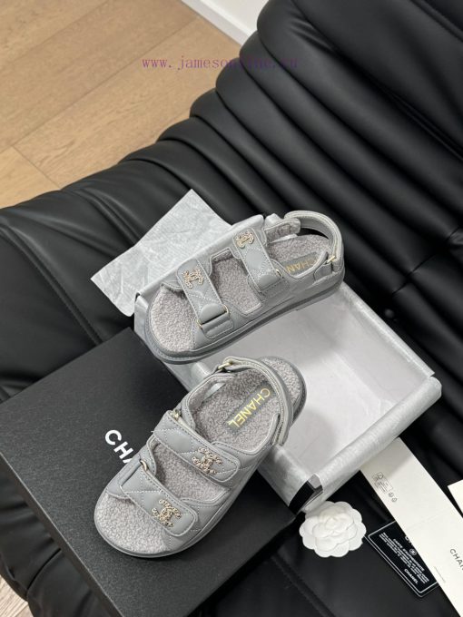 Chanel 24 new wool Velcro sandal series with foam outsoleAutumn and Winter Wool SeriesAll wo55hasrdb - Image 9