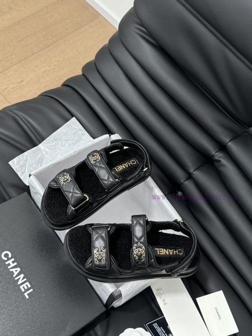 Chanel 24 new wool Velcro sandal series with foam outsoleAutumn and Winter Wool SeriesAll woym1rbv0w - Image 7