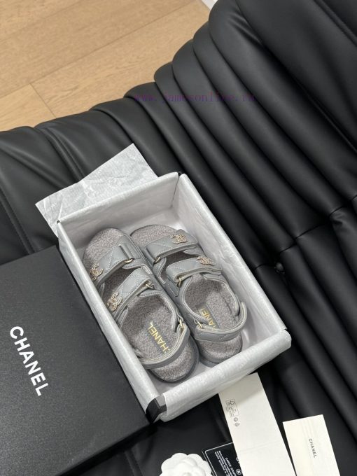 Chanel 24 new wool Velcro sandal series with foam outsoleAutumn and Winter Wool SeriesAll wo55hasrdb - Image 10