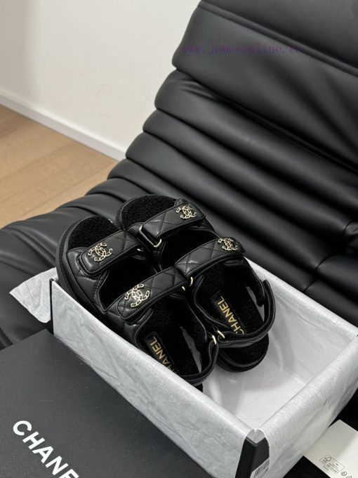 Chanel 24 new wool Velcro sandal series with foam outsoleAutumn and Winter Wool SeriesAll woym1rbv0w - Image 8