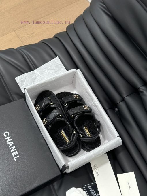 Chanel 24 new wool Velcro sandal series with foam outsoleAutumn and Winter Wool SeriesAll woym1rbv0w - Image 10