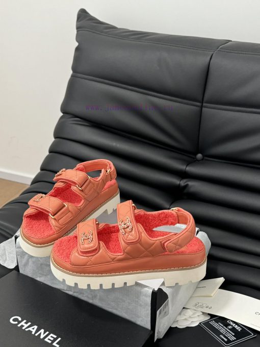 Chanel 24 new wool Velcro sandal series with foam outsoleAutumn and Winter Wool SeriesAll wo0jsmy9h0 - Image 3
