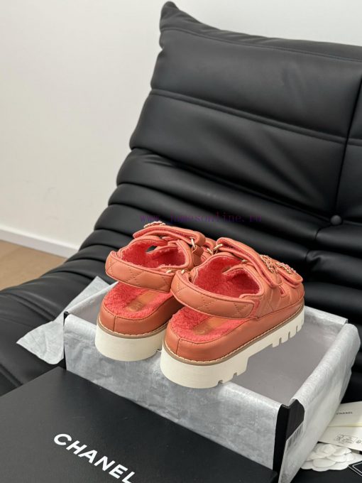 Chanel 24 new wool Velcro sandal series with foam outsoleAutumn and Winter Wool SeriesAll wo0jsmy9h0 - Image 4