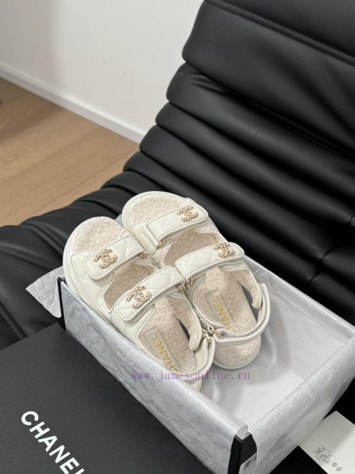 Chanel 24 new wool Velcro sandal series with foam outsoleAutumn and Winter Wool SeriesAll wokl8ev7qt - Image 8