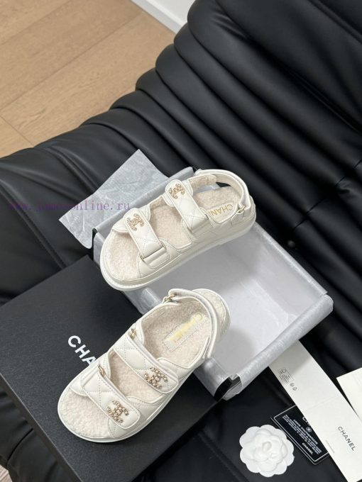 Chanel 24 new wool Velcro sandal series with foam outsoleAutumn and Winter Wool SeriesAll wokl8ev7qt - Image 9