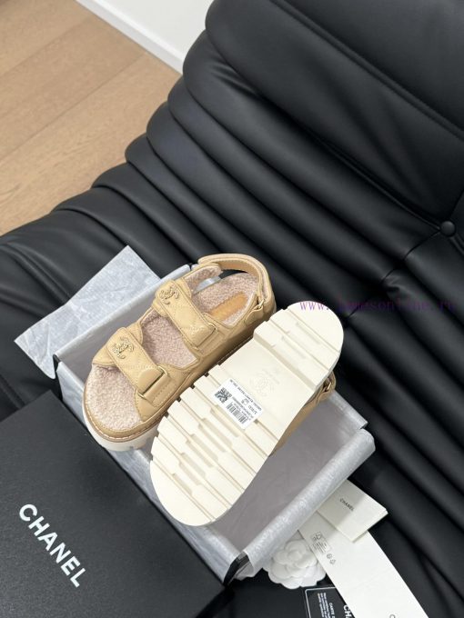 Chanel 24 new wool Velcro sandal series with foam outsoleAutumn and Winter Wool SeriesAll wo7mtbwbaw - Image 6