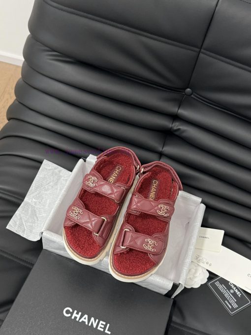 Chanel 24 new wool Velcro sandal series with foam outsoleAutumn and Winter Wool SeriesAll wocswpl94b - Image 2