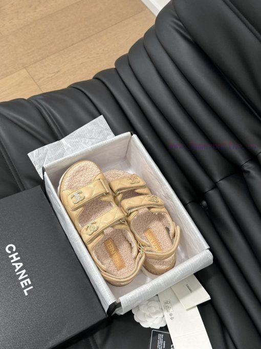 Chanel 24 new wool Velcro sandal series with foam outsoleAutumn and Winter Wool SeriesAll wo7mtbwbaw - Image 10
