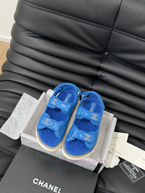 Chanel 24 new wool Velcro sandal series with foam outsoleAutumn and Winter Wool SeriesAll wo7yq05ibt - Image 2