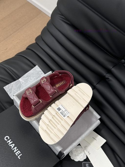 Chanel 24 new wool Velcro sandal series with foam outsoleAutumn and Winter Wool SeriesAll wocswpl94b - Image 6