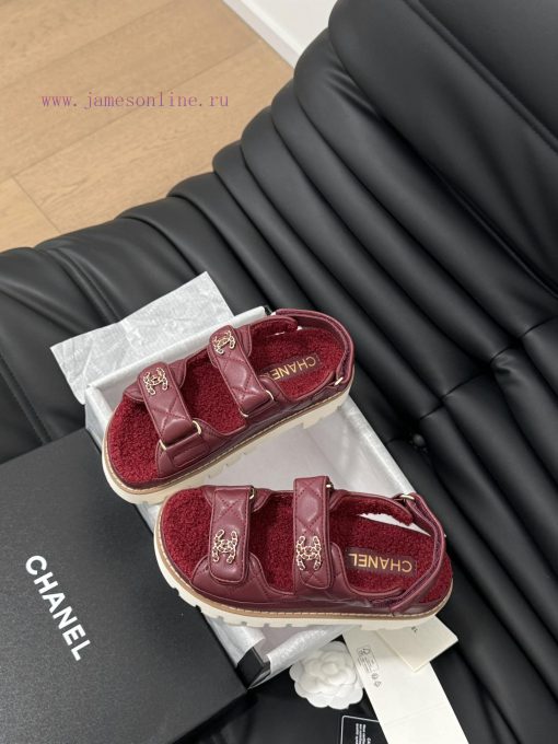 Chanel 24 new wool Velcro sandal series with foam outsoleAutumn and Winter Wool SeriesAll wocswpl94b - Image 7