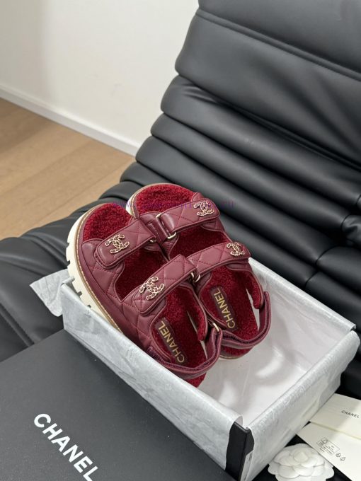Chanel 24 new wool Velcro sandal series with foam outsoleAutumn and Winter Wool SeriesAll wocswpl94b - Image 8