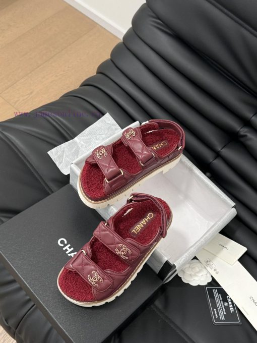 Chanel 24 new wool Velcro sandal series with foam outsoleAutumn and Winter Wool SeriesAll wocswpl94b - Image 9