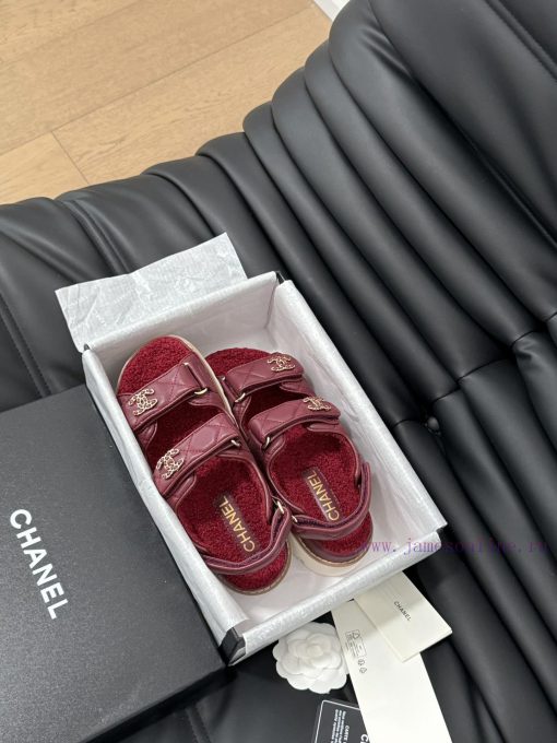Chanel 24 new wool Velcro sandal series with foam outsoleAutumn and Winter Wool SeriesAll wocswpl94b - Image 10