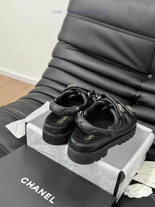 Chanel 24 new wool Velcro sandal series with foam outsoleAutumn and Winter Wool SeriesAll woqimockld - Image 4