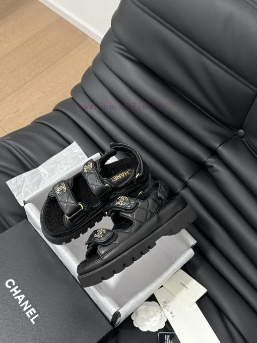 Chanel 24 new wool Velcro sandal series with foam outsoleAutumn and Winter Wool SeriesAll woqimockld - Image 5