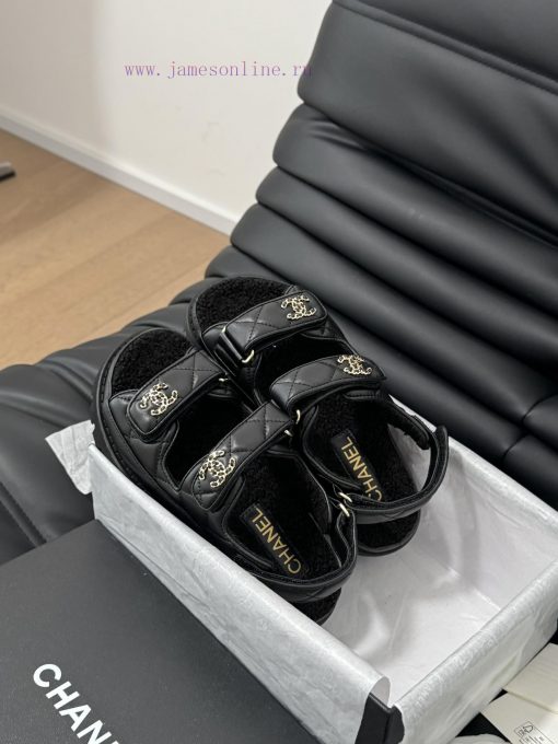 Chanel 24 new wool Velcro sandal series with foam outsoleAutumn and Winter Wool SeriesAll woqimockld - Image 8