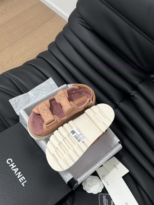 Chanel 24 new wool Velcro sandal series with foam outsoleAutumn and Winter Wool SeriesAll wosrvfk0a3 - Image 6