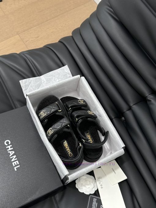 Chanel 24 new wool Velcro sandal series with foam outsoleAutumn and Winter Wool SeriesAll woqimockld - Image 10