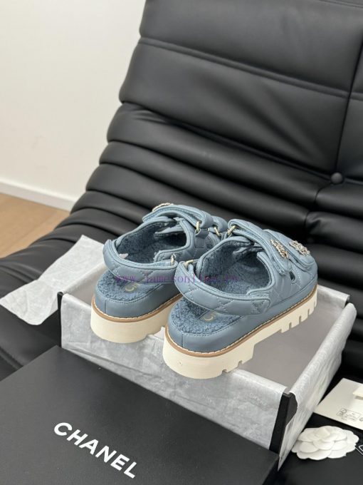 Chanel 24 new wool Velcro sandal series with foam outsoleAutumn and Winter Wool SeriesAll wo8qc6cq6o - Image 4