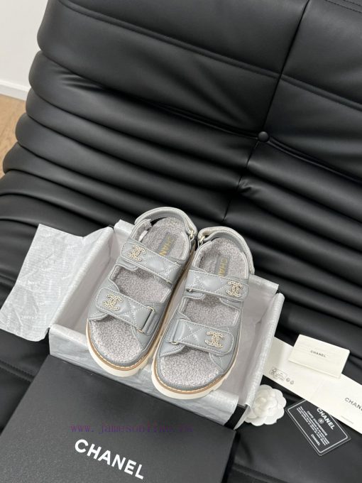 Chanel 24 new wool Velcro sandal series with foam outsoleAutumn and Winter Wool SeriesAll wo5c7ljeys - Image 2