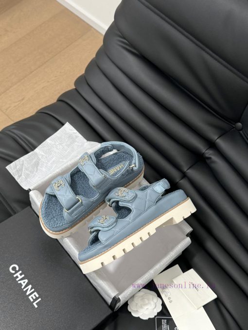 Chanel 24 new wool Velcro sandal series with foam outsoleAutumn and Winter Wool SeriesAll wo8qc6cq6o - Image 5