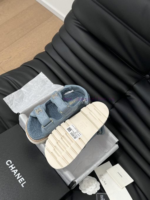 Chanel 24 new wool Velcro sandal series with foam outsoleAutumn and Winter Wool SeriesAll wo8qc6cq6o - Image 6