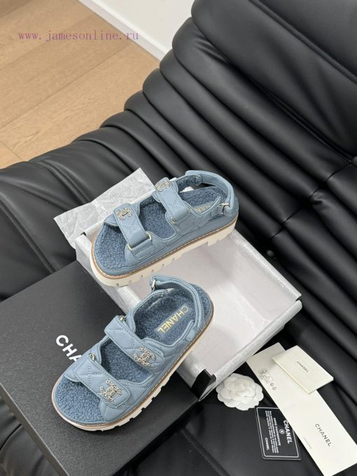 Chanel 24 new wool Velcro sandal series with foam outsoleAutumn and Winter Wool SeriesAll wo8qc6cq6o - Image 9