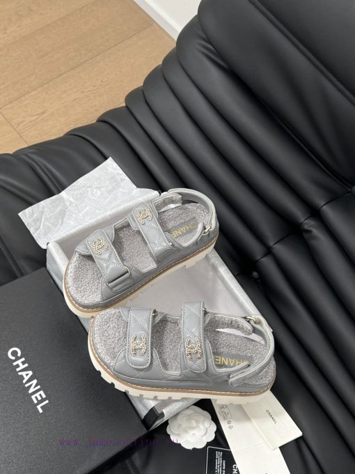 Chanel 24 new wool Velcro sandal series with foam outsoleAutumn and Winter Wool SeriesAll wo5c7ljeys - Image 7