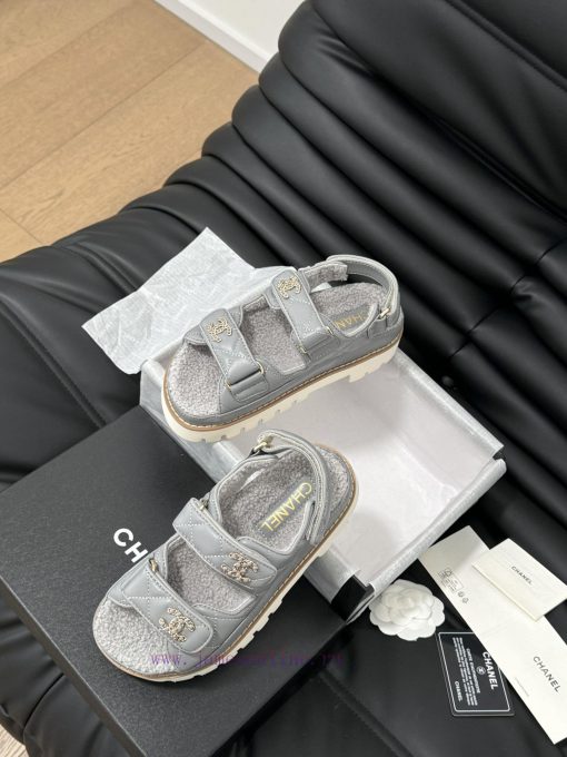 Chanel 24 new wool Velcro sandal series with foam outsoleAutumn and Winter Wool SeriesAll wo5c7ljeys - Image 9