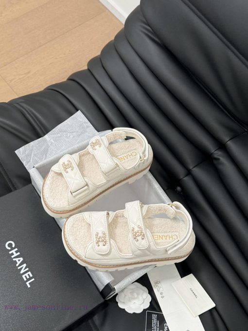 Chanel 24 new wool Velcro sandal series with foam outsoleAutumn and Winter Wool SeriesAll wokpfiw7zr - Image 7
