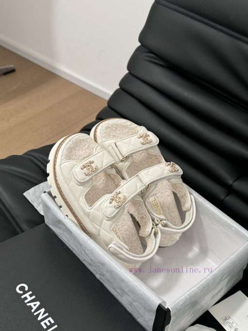 Chanel 24 new wool Velcro sandal series with foam outsoleAutumn and Winter Wool SeriesAll wokpfiw7zr - Image 8