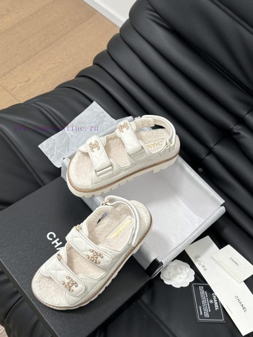 Chanel 24 new wool Velcro sandal series with foam outsoleAutumn and Winter Wool SeriesAll wokpfiw7zr - Image 9