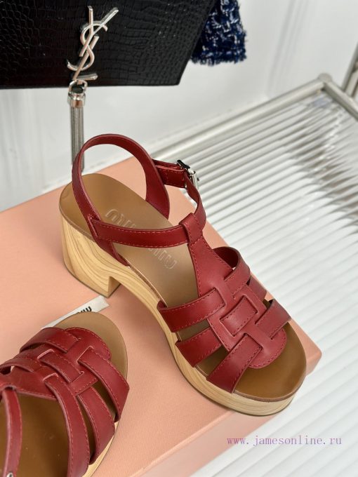 MIU MIU/Miu Miu Classic Waterproof Platform Thick Heel Pig Cage SandalsThis sandal is reallybtf6bqg6 - Image 6