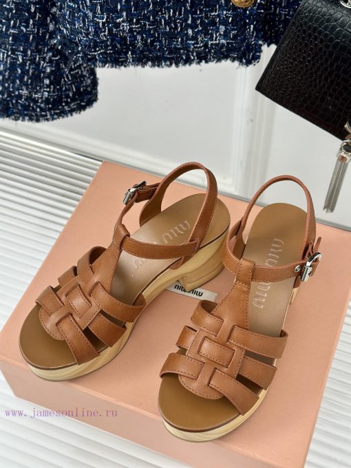 MIU MIU/Miu Miu Classic Waterproof Platform Thick Heel Pig Cage SandalsThis sandal is reallywx6ce27w - Image 3