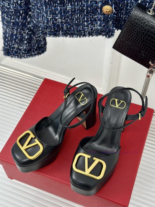 Valentin | Valentino Classic V-Buckle Hatred Sky High Waterproof Platform High Heel Sandals skn4r4lu - Image 3