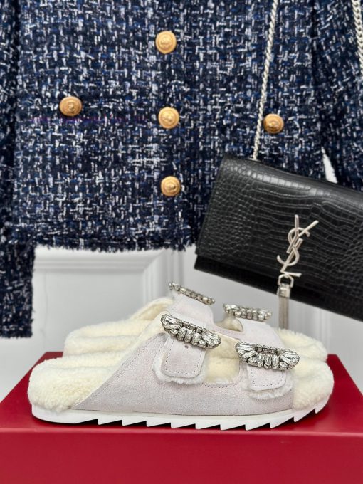 Top versionRoger Vivier | RV Double Diamond Button Hairy SlippersA pair of easy to wear slipuyn72e58 - Image 2