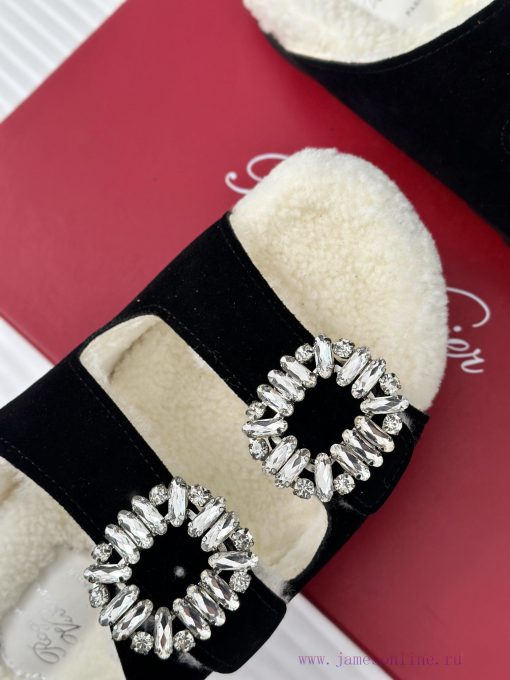 Top versionRoger Vivier | RV Double Diamond Button Hairy SlippersA pair of easy to wear slipzddwueqx - Image 8