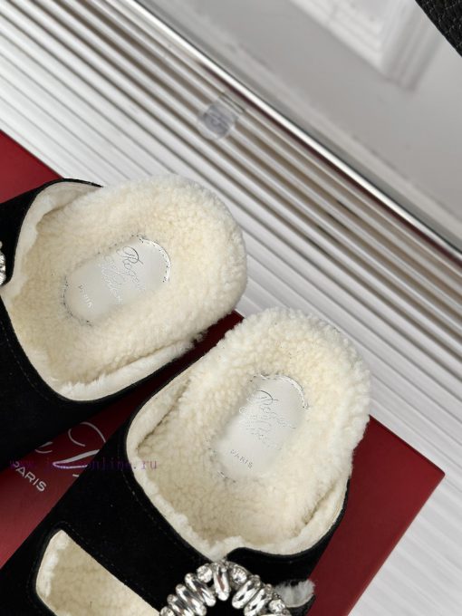 Top versionRoger Vivier | RV Double Diamond Button Hairy SlippersA pair of easy to wear slipzddwueqx - Image 9