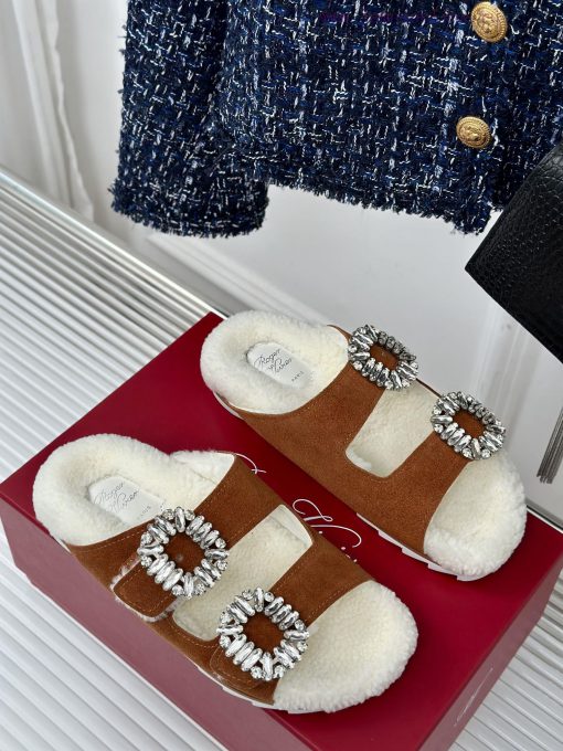 Top versionRoger Vivier | RV Double Diamond Button Hairy SlippersA pair of easy to wear slipd5ynrpfr - Image 4