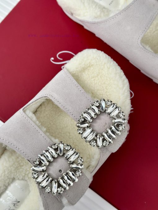 Top versionRoger Vivier | RV Double Diamond Button Hairy SlippersA pair of easy to wear slipuyn72e58 - Image 8