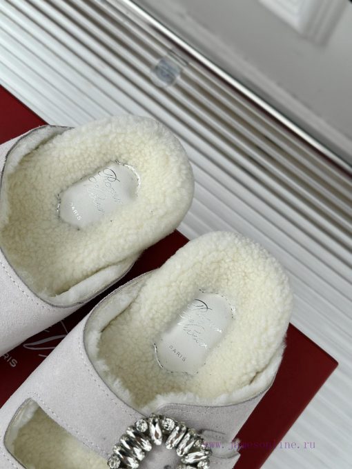 Top versionRoger Vivier | RV Double Diamond Button Hairy SlippersA pair of easy to wear slipuyn72e58 - Image 9