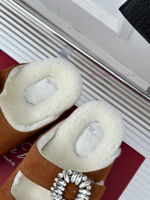 Top versionRoger Vivier | RV Double Diamond Button Hairy SlippersA pair of easy to wear slipd5ynrpfr - Image 9